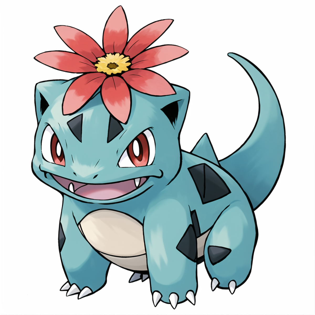 3978524036-207826520-sugimori ken _(style_), bulbasaur, solo, looking at viewer, smile, open mouth, flower on back, red eyes, full body, _d, no human.png